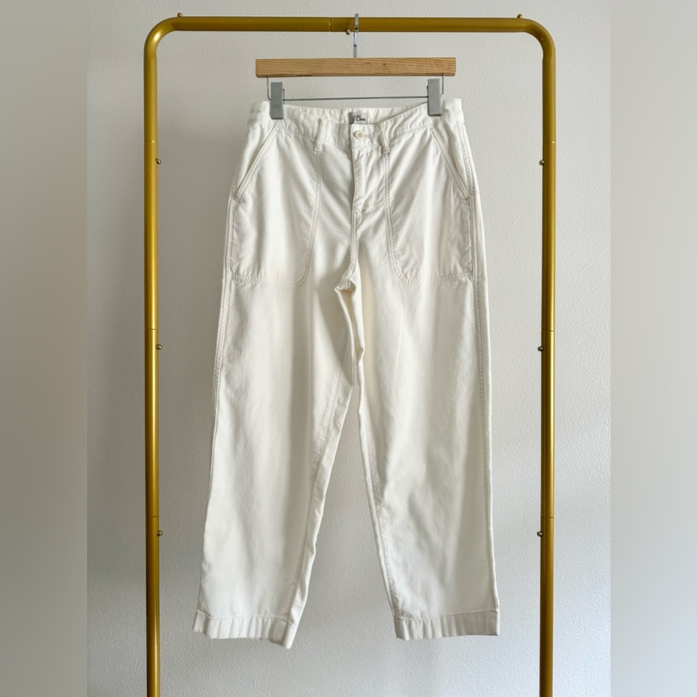 J.CREW SEASIDE PANTS Ivory Wide Leg Relaxed‎ Pants Women’s Sz 8 P